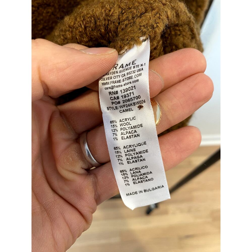 Frame Teddy Patch Pocket Cardigan Sweater - Camel size S small - Picture 4 of 5